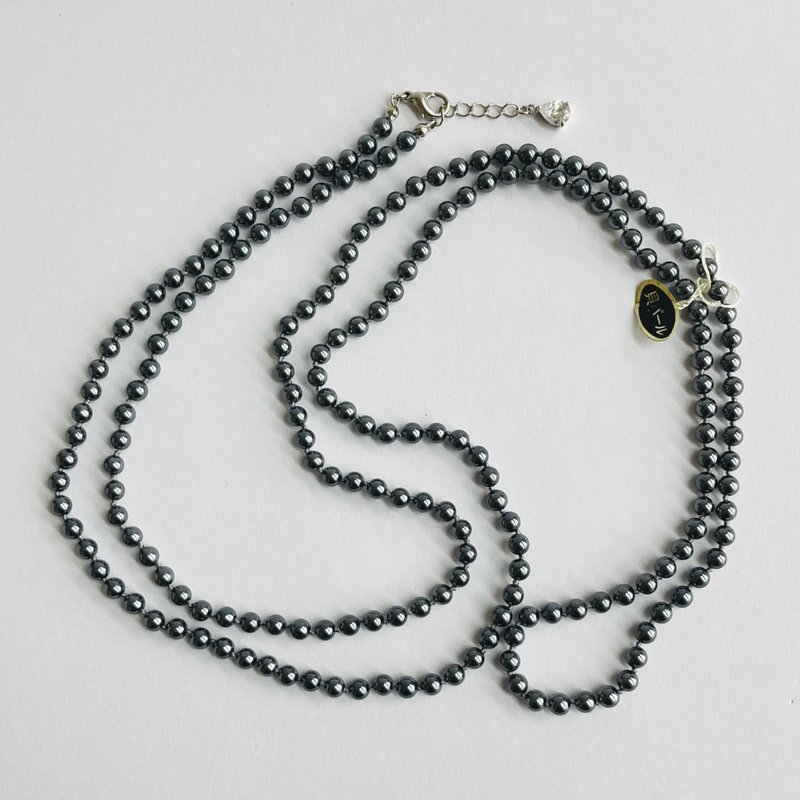 贝壳珍珠 2Way 长项链 全结式 / 约5mm 约123cm / 黑珍珠色 / R / made in japan - 项链 - 贝壳 黑色