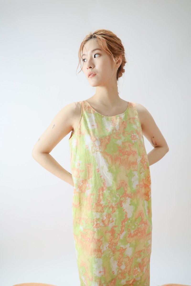 脇边压线长背心 - 女装背心 - 棉．麻 黄色