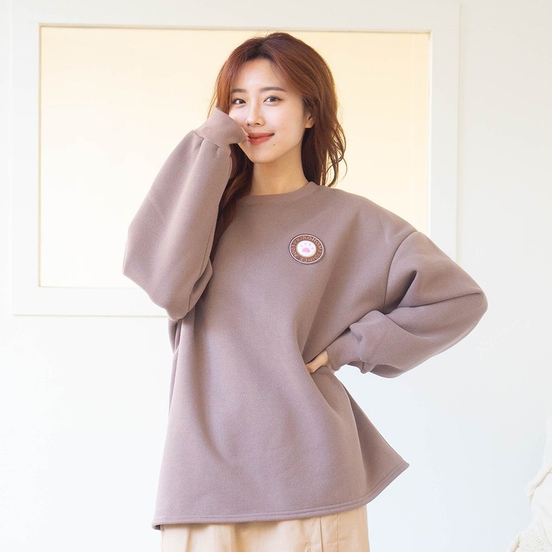 Kiro猫原创 电绣布章 刷毛 宽松版 大学T/休闲上衣【90031】 - 中性连帽卫衣/T 恤 - 棉．麻 