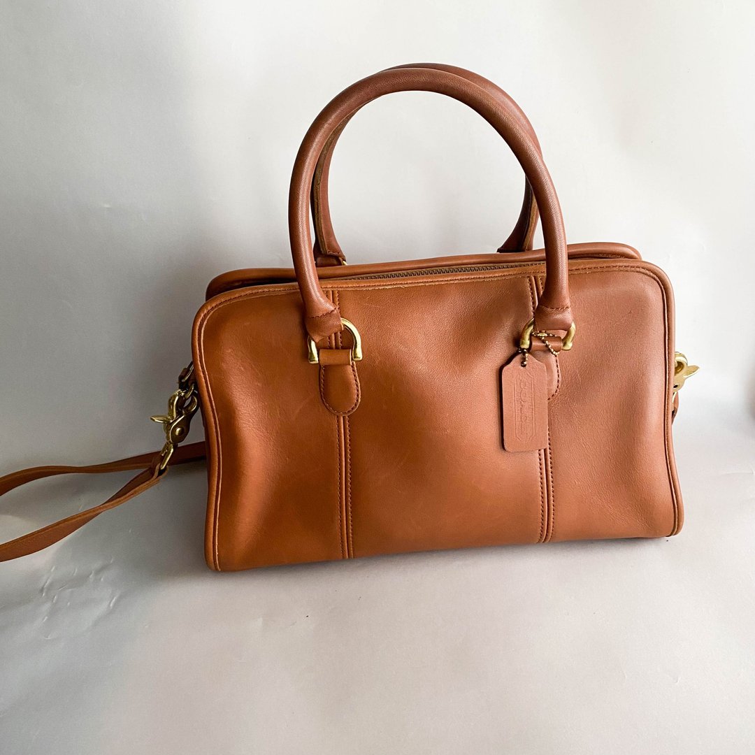 中古Coach│斜背包│侧背包│单肩包│波士顿包│女友礼物│古着 - 侧背包/斜挎包 - 真皮 咖啡色