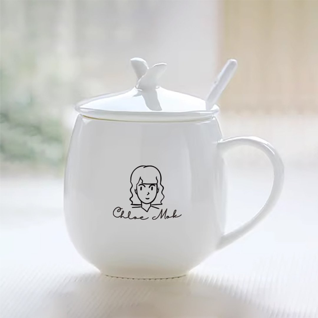 【定制化】结婚新人礼物家用纯白色杯子简约马克杯陶瓷水杯 - 咖啡杯/马克杯 - 陶 