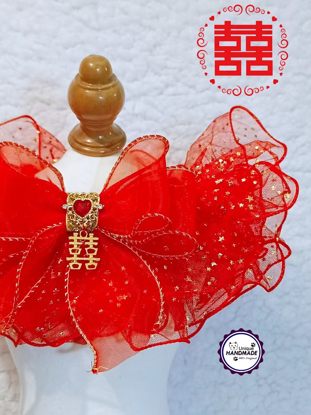囍 红纱 婚体 结婚 pre wedding 轻薄纱 造型颈饰 颈项 - 衣/帽 - 棉．麻 红色