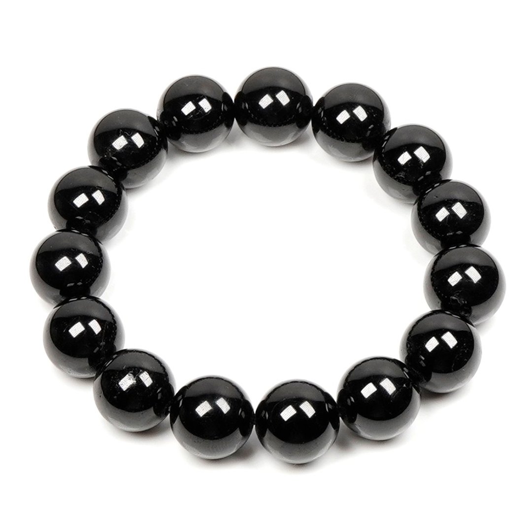 【正佳珠宝】黑碧玺 极黑避邪碧玺 14mm 黑碧玺手珠 - 手链/手环 - 半宝石 多色