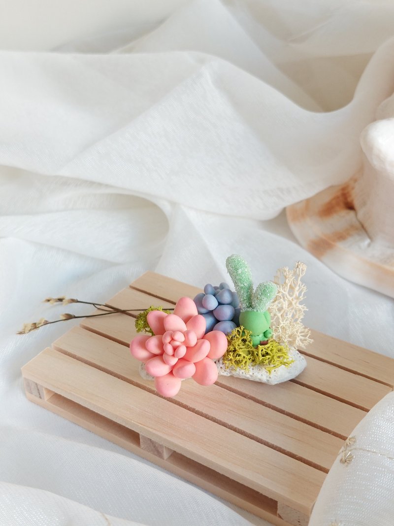 仿真黏土多肉 碧光环 橘梦 月美人 组合B小盆 - 摆饰 - 其他材质 绿色