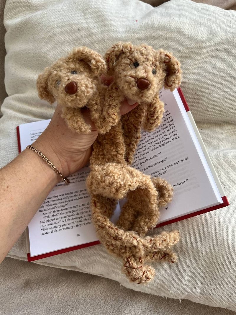 书签贵宾犬礼物。狗狗可爱的书签。狗配件。爱狗人士的礼物 - 钥匙链/钥匙包 - 棉．麻 咖啡色