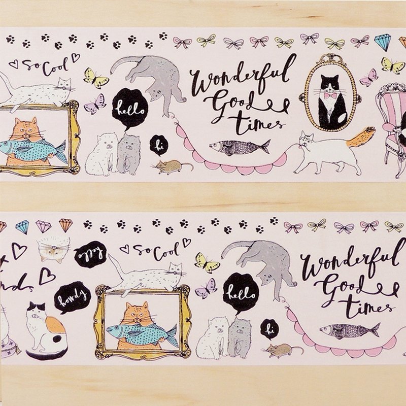 Aimez le style 野美鹿纸胶带-猫的世界 特大宽版 W:100mm <A05717> - 纸胶带 - 纸 多色
