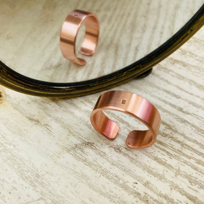 红铜 素面 宽版 戒指 可定制名字 活动戒围 S371 - 戒指 - 铜/黄铜 金色