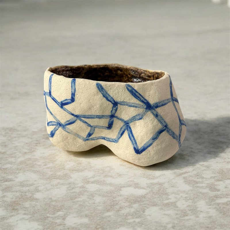 【好人制陶】蓝纹地景 手工陶盆 花器 盆器 盆栽 陶器 - 植栽/盆栽 - 陶 蓝色