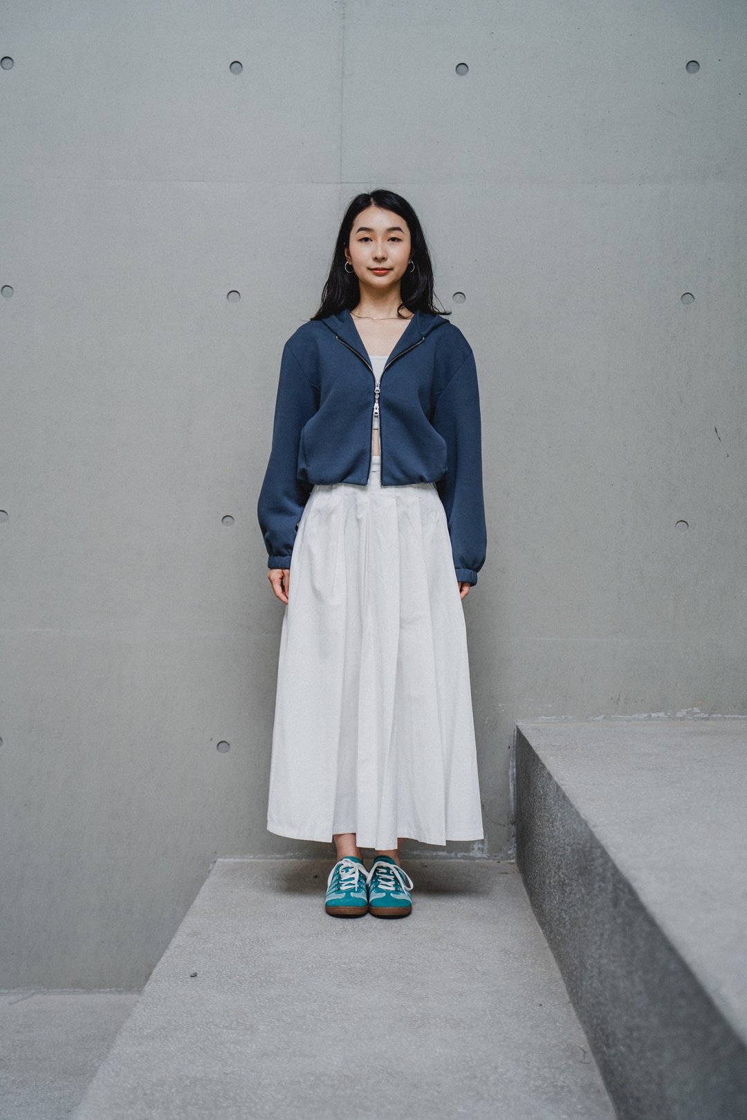 蓝色宽松帽外套 BLUE OVERSIZED HOODED JACKET - 女装休闲/机能外套 - 棉 蓝色