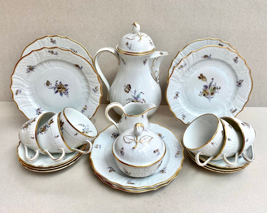 哈特森罗伊特塞尔布茶具|古董巴伐利亚骨瓷|德累斯顿 1950 年代 - 茶具/茶杯 - 瓷 多色