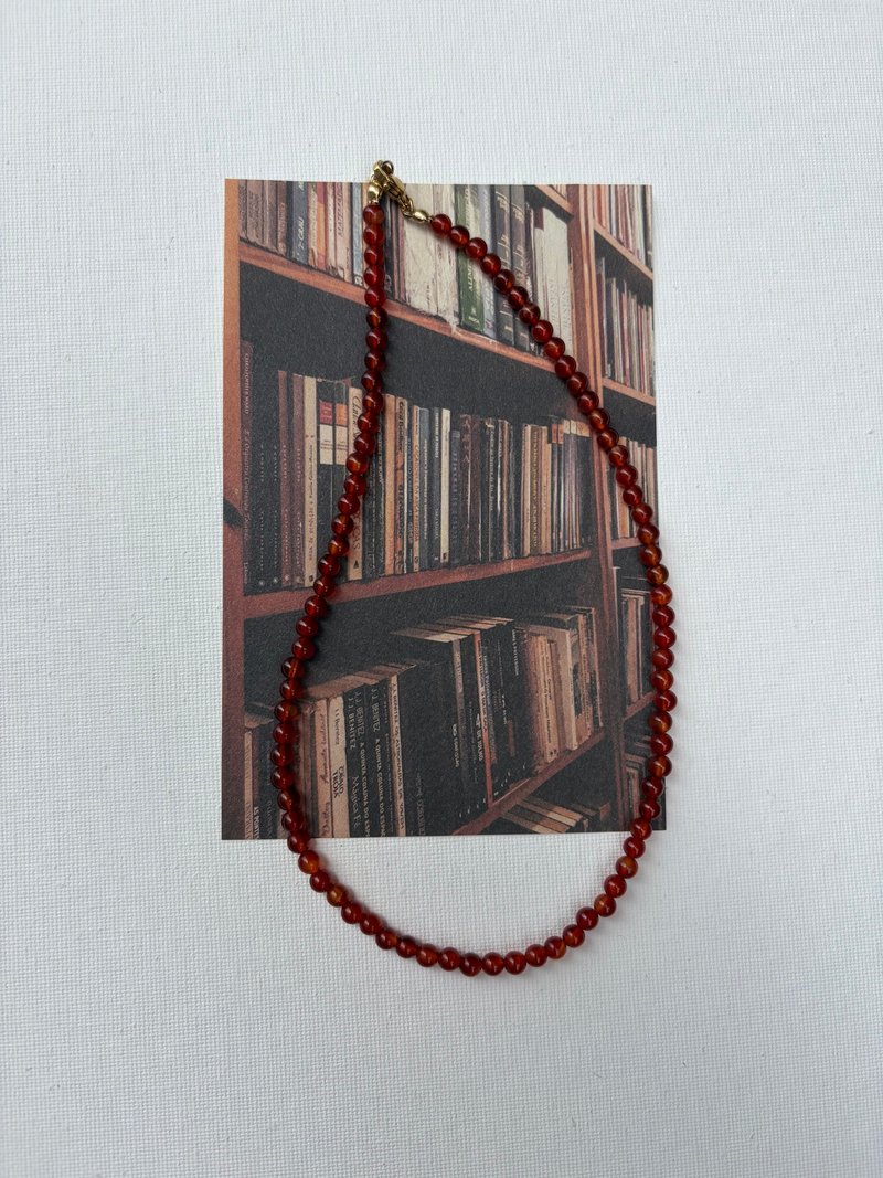 红棕静语 串珠项链 矿石项链 手作项链 - 项链 - 其他材质 红色