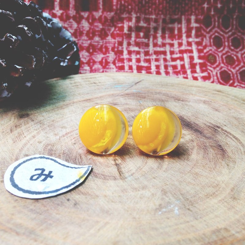 耳环｜伊东学妹的秘密＊可改夹式 - 耳环/耳夹 - 其他材质 黄色