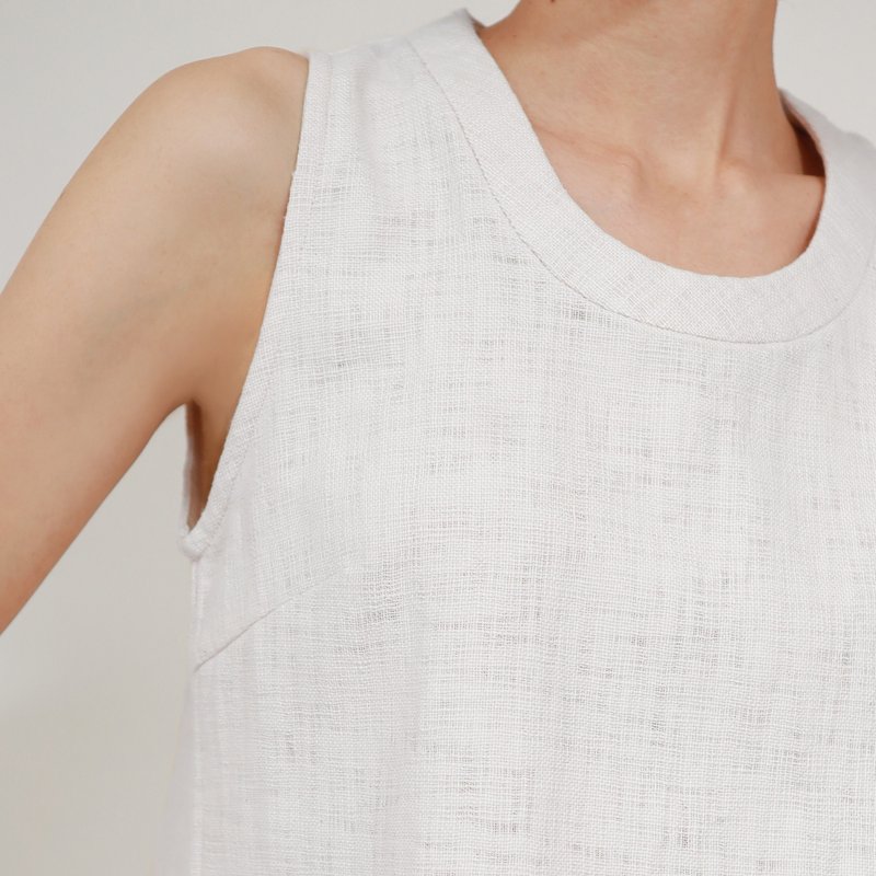 Crop Top, Cotton, Off white - 女装上衣 - 棉．麻 白色