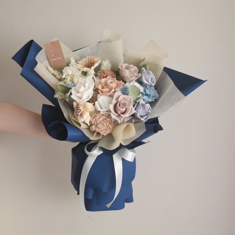 /blue boy/求婚 七夕 男生 开幕花 生日花束 情人节 毕业花 祝贺 - 干燥花/捧花 - 植物．花 蓝色