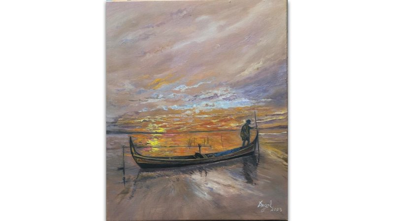 天使画廊原创油画 余晖方舟  挂画 /画作 - 海报/装饰画/版画 - 棉．麻 多色