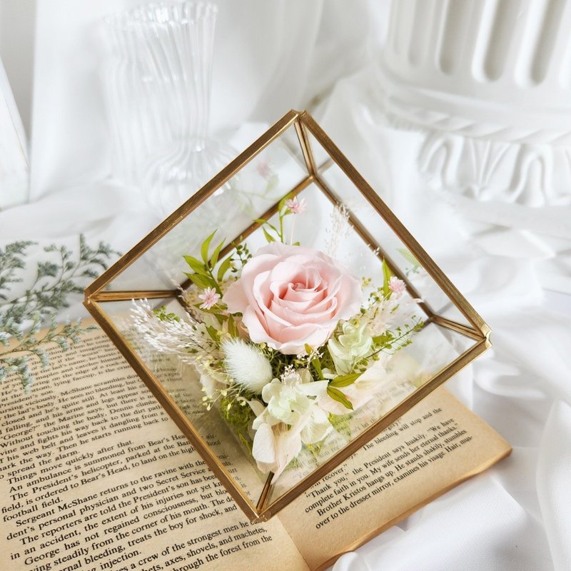 眼里只有你四角金属框 七夕 情人节 生日礼物 节日礼物 永生花 - 干燥花/捧花 - 植物．花 粉红色