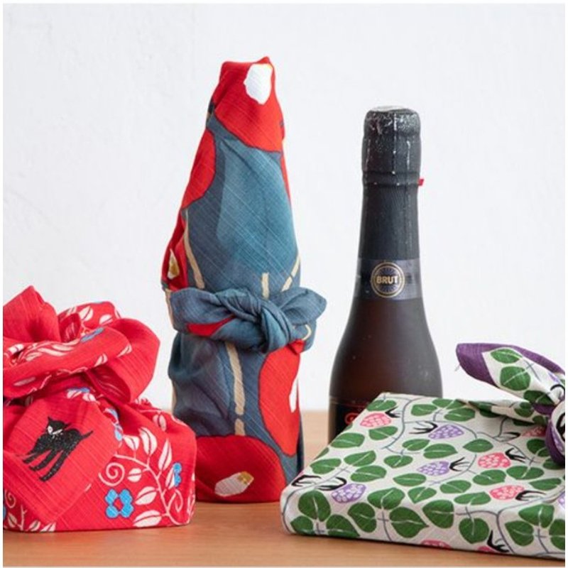 京都风吕敷包巾-竹久梦二 中巾-桩-蓝灰 - 手帕/方巾 - 棉．麻 