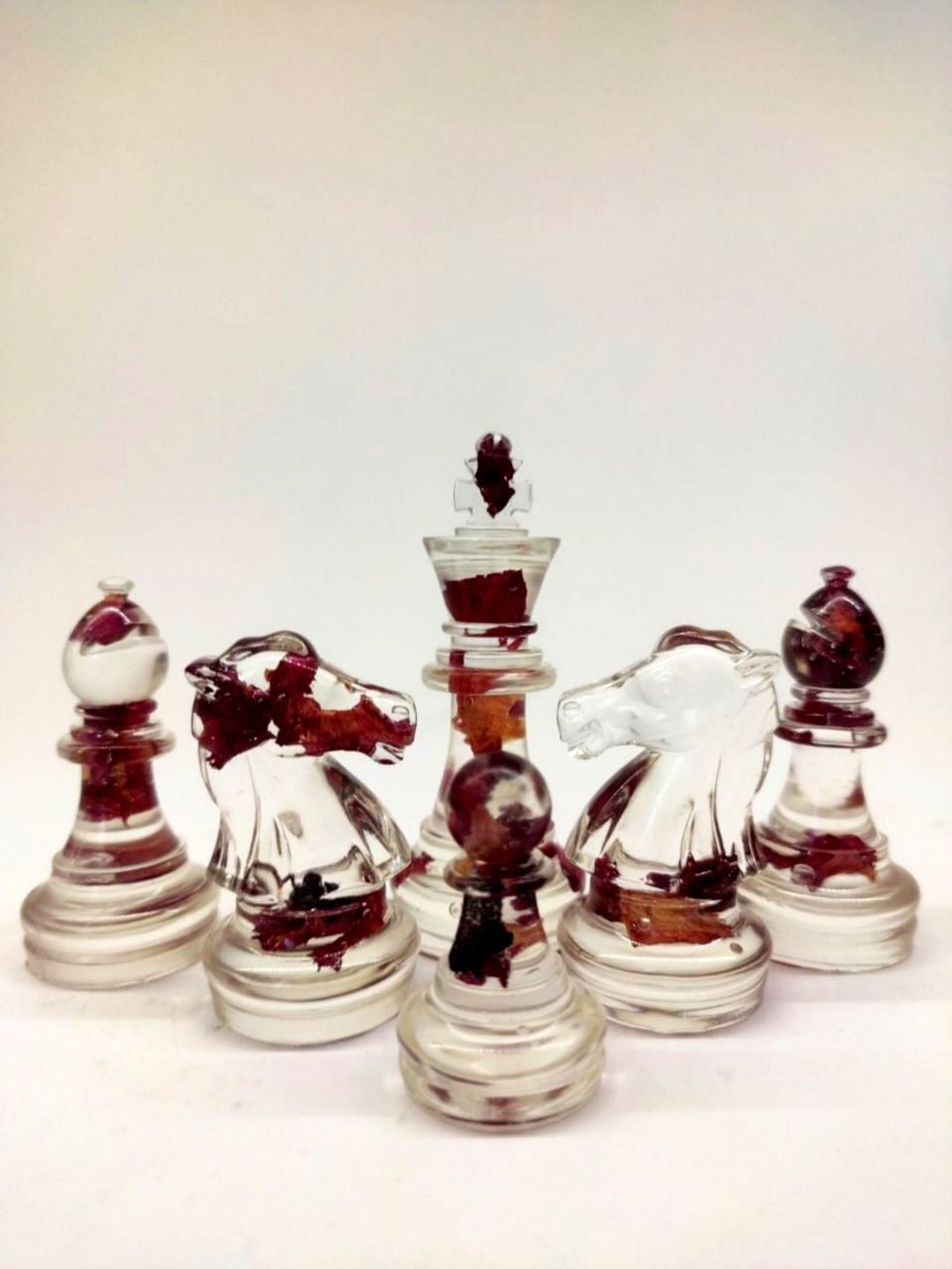 定制化树脂西洋棋套装附棋盘 |特大号尺寸 2.75 英寸（7 厘米）|环氧树脂 - 桌游/玩具 - 树脂 红色