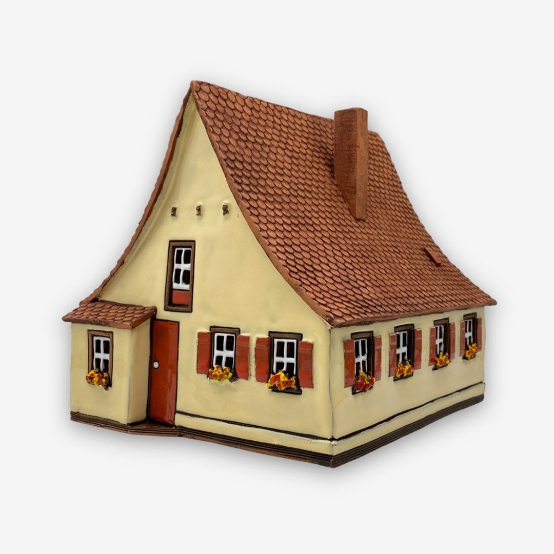 SOLO欧洲家居-手工陶瓷小屋 烛台 14.5cm 德国系列 - 蜡烛/烛台 - 陶 黄色