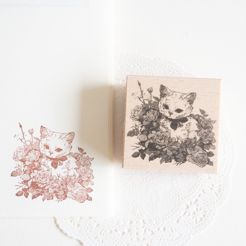 印章 - 复古猫 No.2 / Vintage girly - 印章/印台 - 橡胶 咖啡色