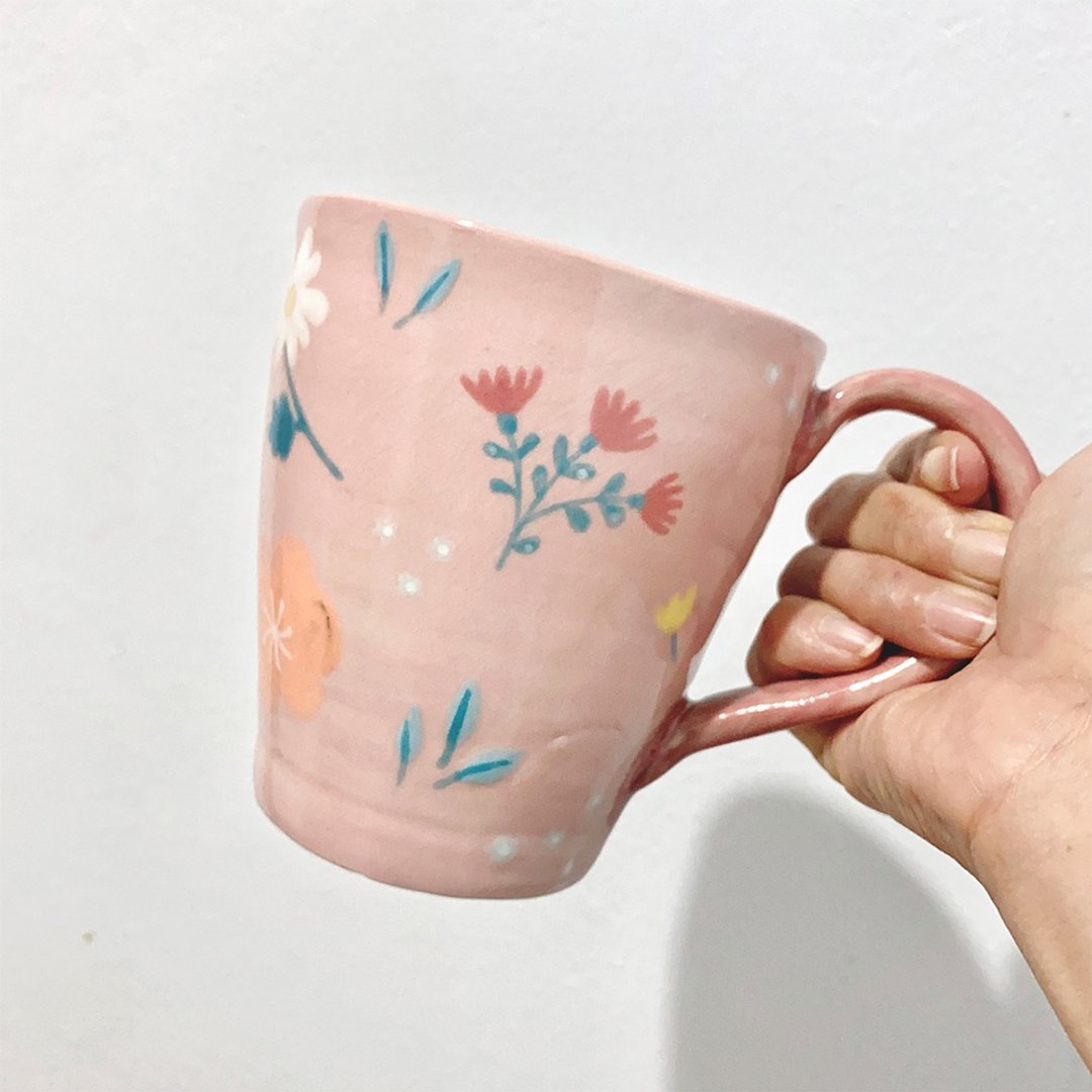 马克杯，茶杯，咖啡杯，可爱马克杯，Pinku花园马克杯 - 咖啡杯/马克杯 - 陶 粉红色