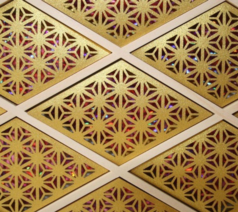 Kumiko Art Panel Asanoha komon PurpleNeon - 摆饰 - 木头 多色