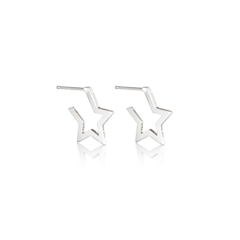 Open Hollow Star Silver Earrings 星星纯银耳环 - 耳环/耳夹 - 纯银 