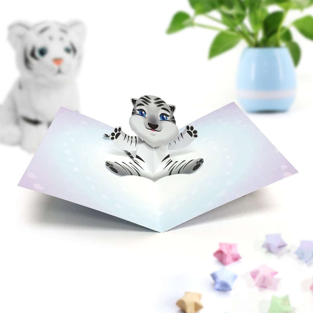 生日卡|生日立体卡|老虎生日卡|生日卡|老虎立体卡|老虎 - 卡片/明信片 - 纸 