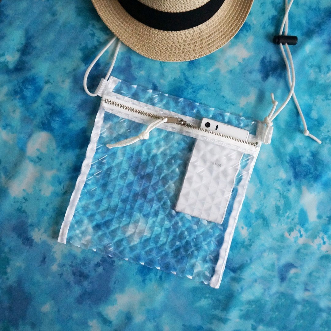 Glitter 3D Check Transparent Vinyl Bag PVC Sakosh Bag Mini Shoulder Bag - 侧背包/斜挎包 - 防水材质 透明