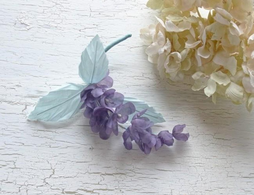 Lilac branch corsage (purple) - 胸针 - 棉 紫色