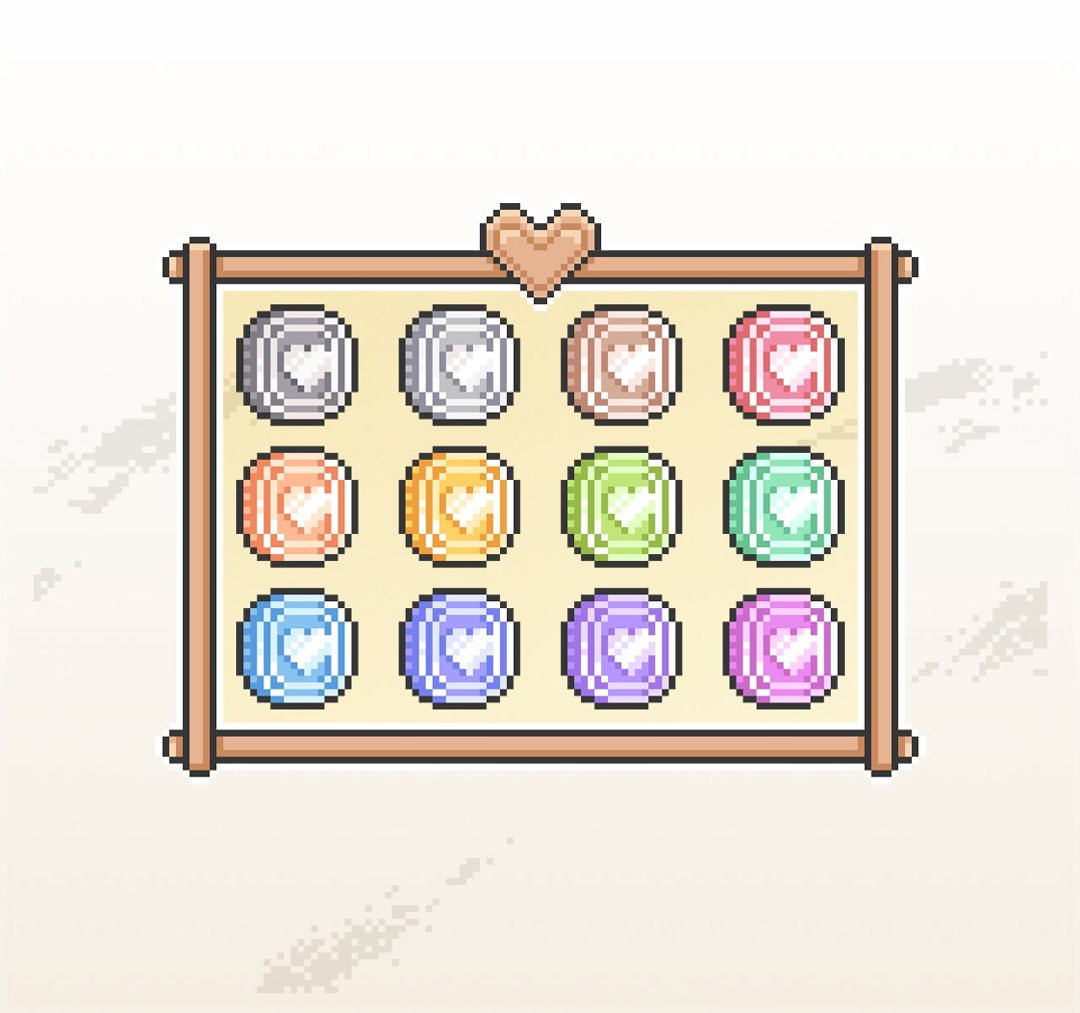 Twitch订阅者徽章及小奇点徽章/像素游戏风/彩色爱心硬币 - Logo 设计/图案设计 - 其他材质 