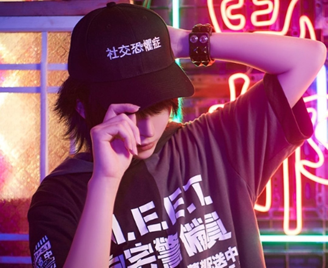 原创嘻哈日文汉字KUSO刺绣社交恐惧症中性棒球帽【JJ2396】 - 帽子 - 其他人造纤维 