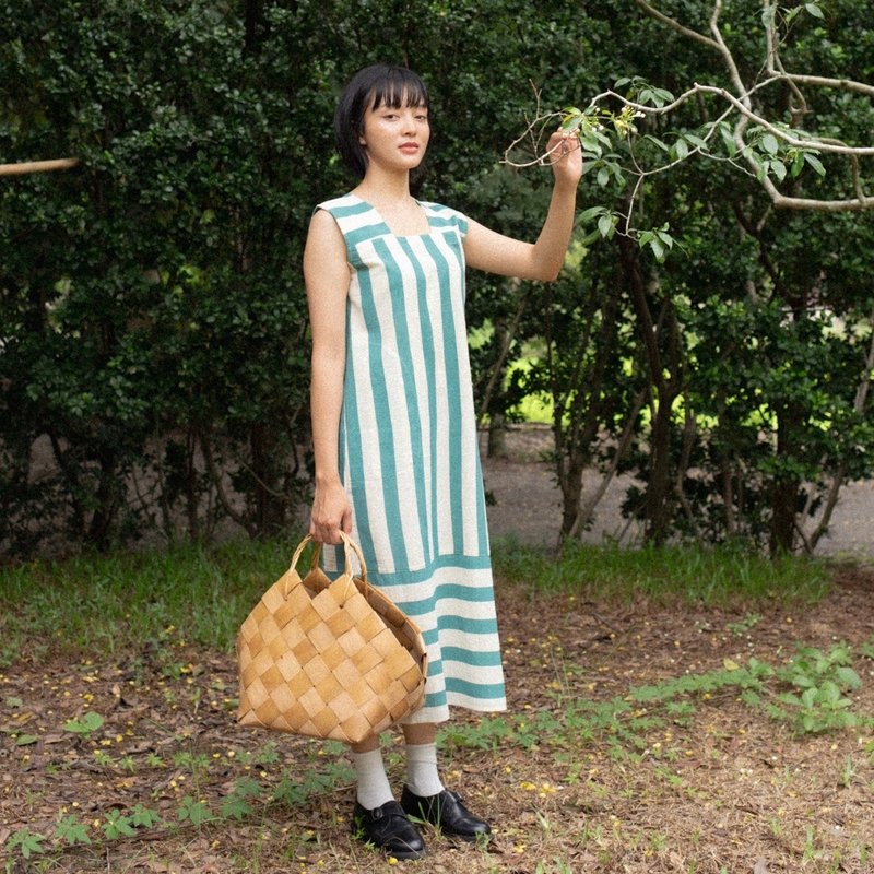 Mulmul 绿松石色吊带裙洋装 - 洋装/连衣裙 - 棉．麻 蓝色