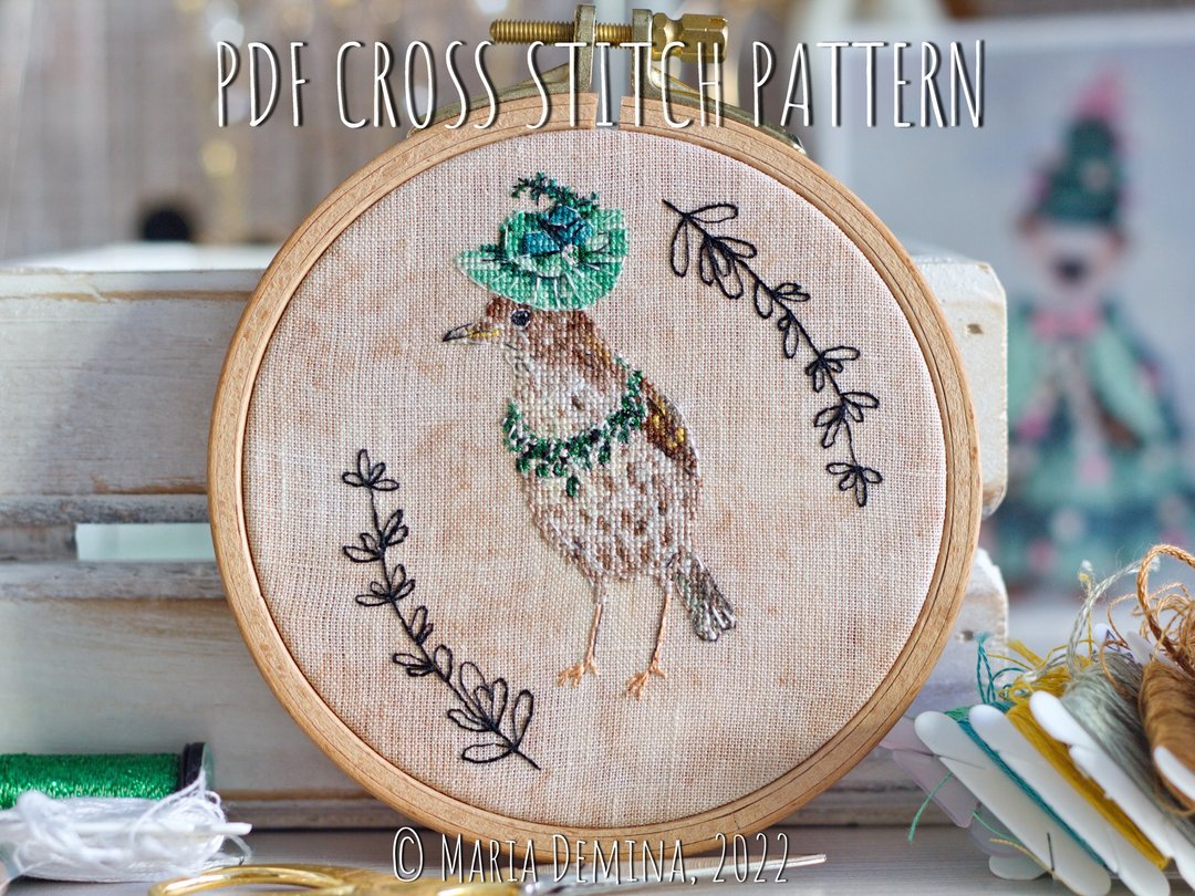 Duchess Song Thrush PDF cross stitch pattern - 手工艺教程/工具书 - 其他材质 