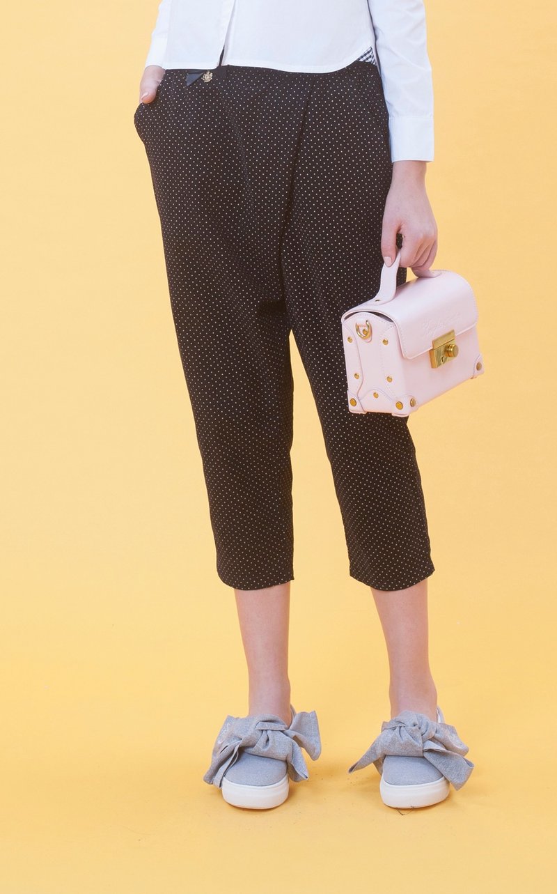 2018 春夏KB 点点条绒长裤 823F706 - 女装长裤 - 棉．麻 黑色