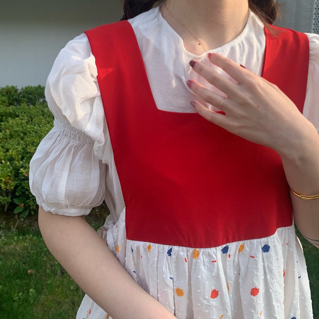 打底T恤 轻薄上衣透视 设计感 短袖半 袖泡泡袖 轻薄宽松 夏新 - 女装衬衫 - 其他材质 多色