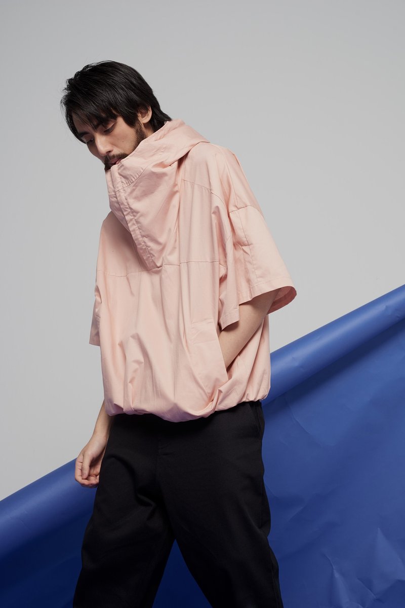 特殊剪裁连帽高领上衣9132 - 中性连帽卫衣/T 恤 - 其他材质 