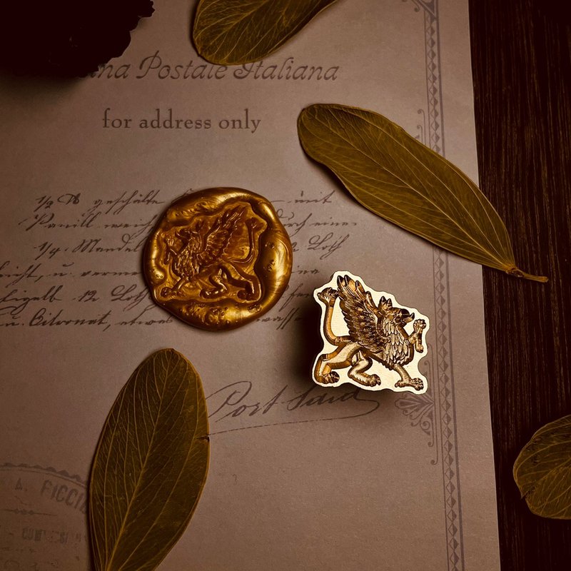 【狮鹫】火漆印章异形浮雕3D立体复古章头手帐礼物信封印章 - 印章/印台 - 铜/黄铜 