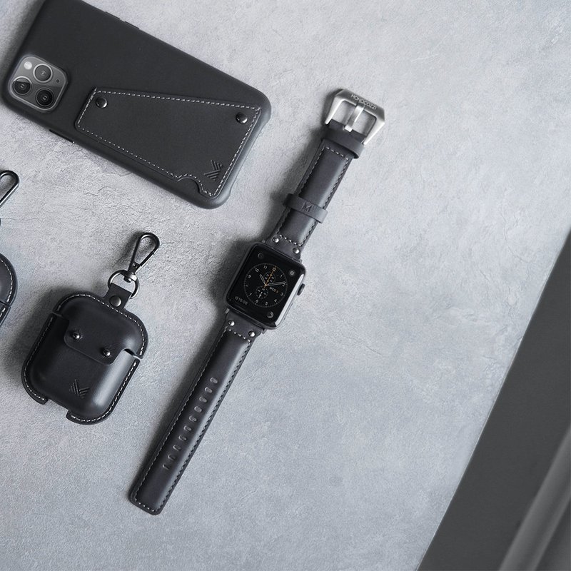 Exquisite | 高级真皮 Apple Watch 表带 - 炭灰色 - 表带 - 真皮 灰色