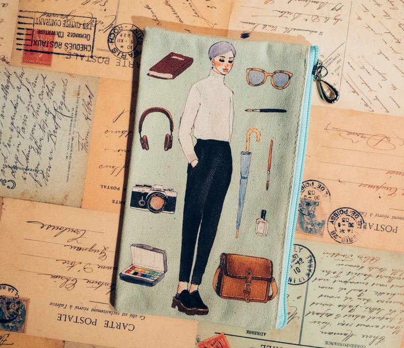 绅士女孩 帆布铅笔袋 - 铅笔盒/笔袋 - 棉．麻 绿色