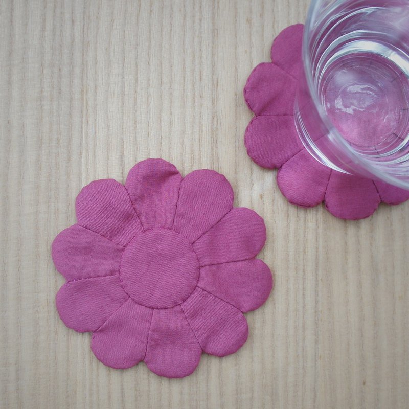 Handmade coaster "KIKU-HANA 菊花" orange - 杯垫 - 棉 紫色