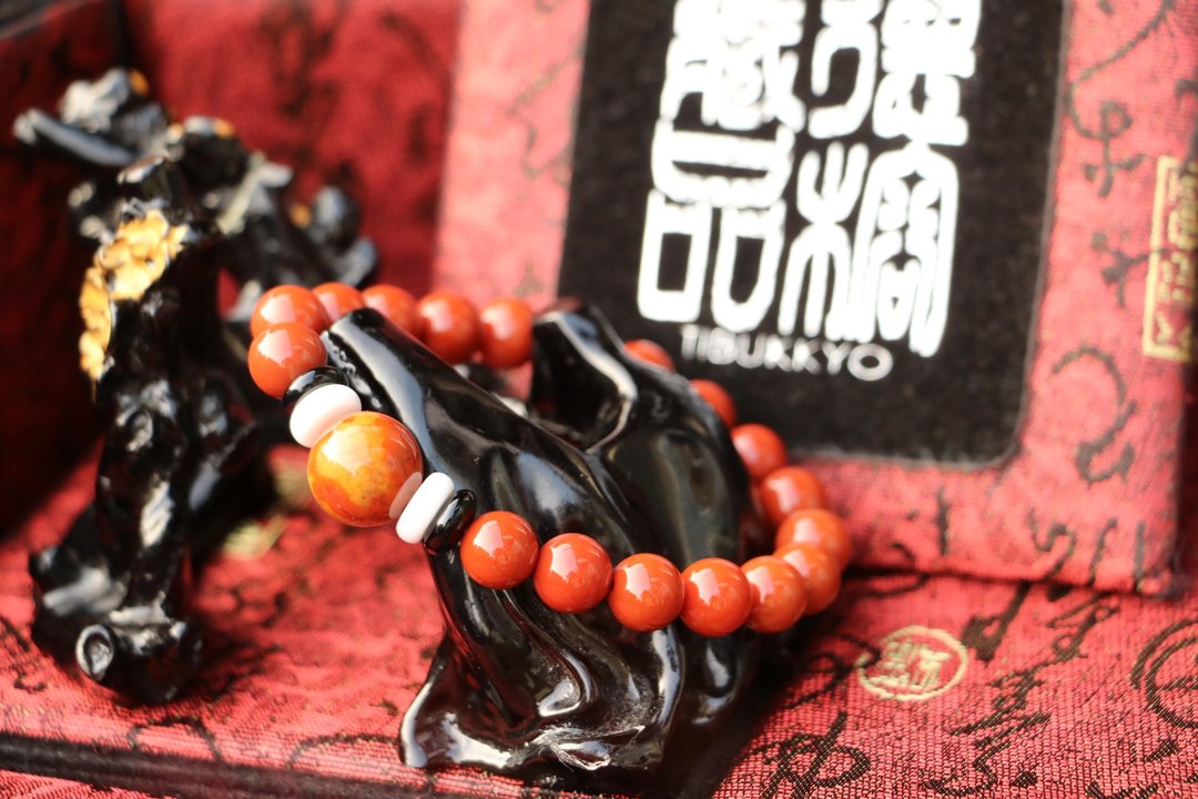 原矿无染色南红玛瑙 8mm 战国红玛瑙隔珠 佛教七宝 佛珠念珠饰品 - 手链/手环 - 玉石 
