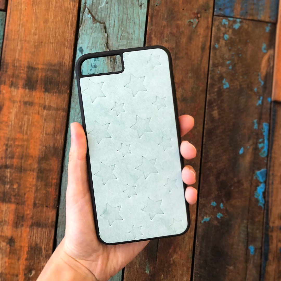密铺星星皮革手机殻 DIY材料包 iPhone17 Max Pro Plus Air - 手机壳/手机套 - 真皮 绿色