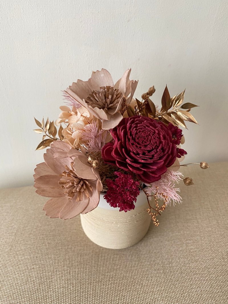 新年盆花.盆花.花礼.过年花礼.过年盆花.喜气.永生花.索拉花.新年 - 干燥花/捧花 - 植物．花 红色