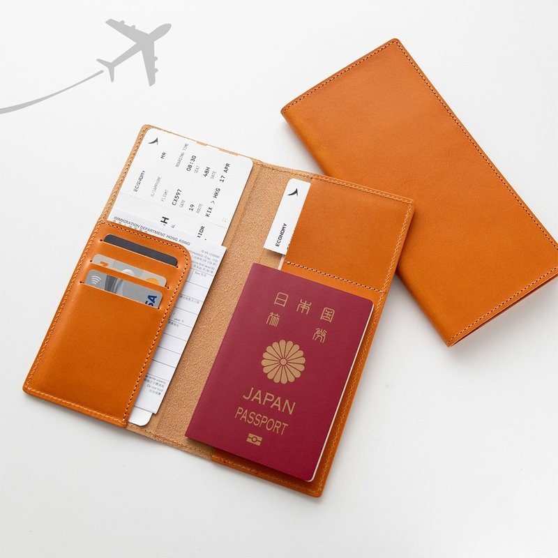 长款护照夹 【 Tochigi Leather Jeans 驼色 】 姓名压印 烫金 真皮 旅行 行李夹 HG26K - 护照夹/护照套 - 真皮 咖啡色