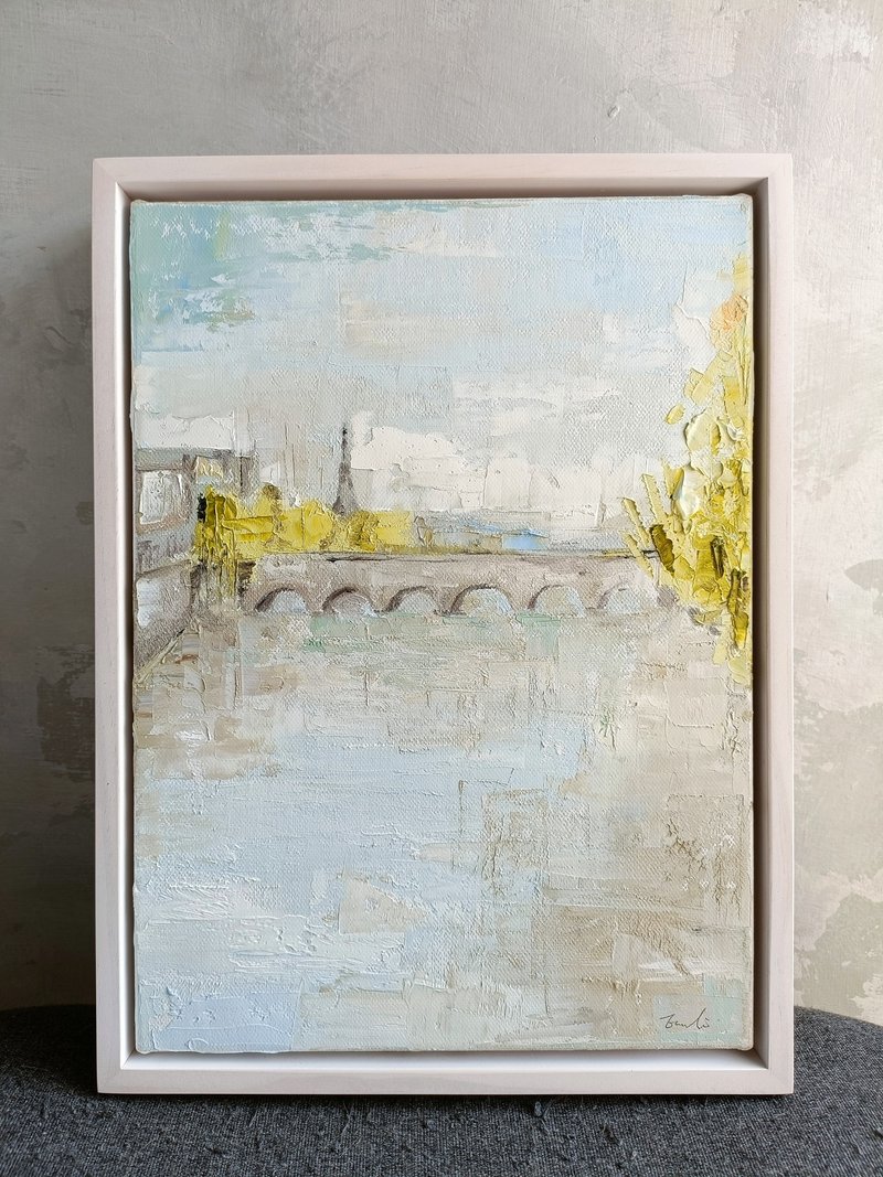 巴黎塞纳河畔油画-原画 - 海报/装饰画/版画 - 颜料 蓝色