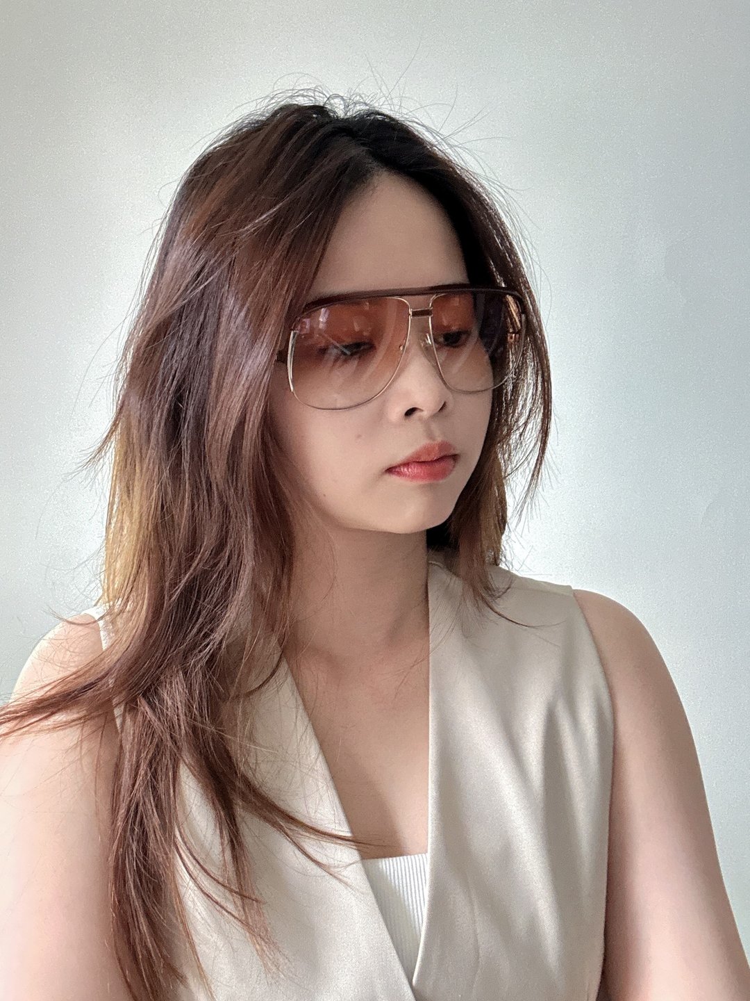 中古正品 YSL飞行员墨镜 复古墨镜 日本制 渐变色太阳眼镜 80年代 - 墨镜 - 其他金属 咖啡色