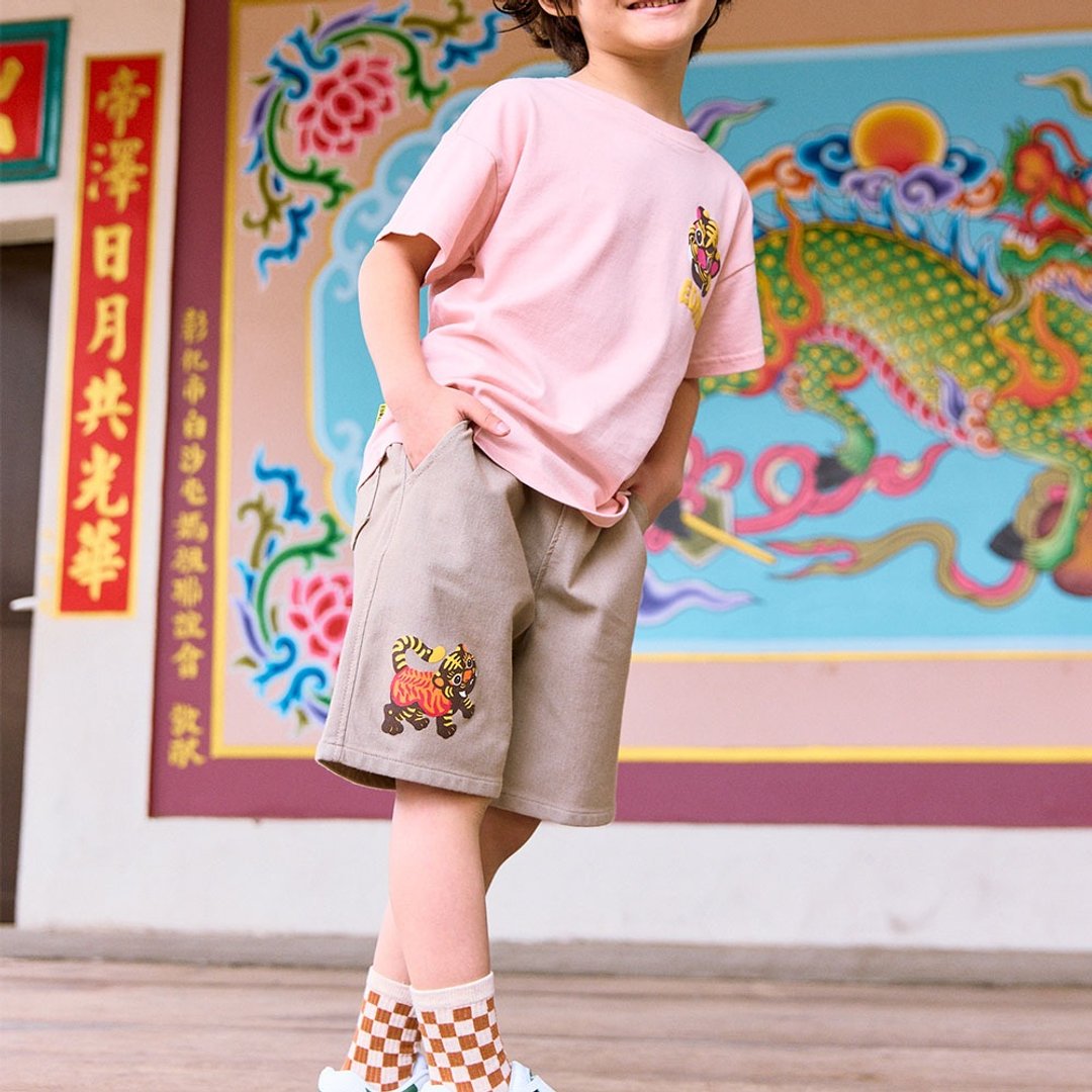 EDWIN 童装 白沙屯虎爷短裤 (浅卡其) #童装 #短裤 - 童装裤 - 棉 卡其色