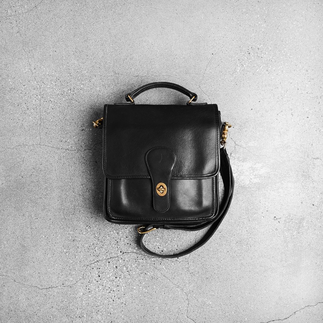 Coach 古董斜肩包 / Vintage包、二手精品古董、古董皮包 - 侧背包/斜挎包 - 真皮 黑色