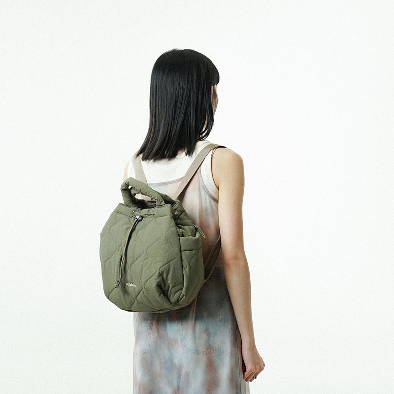 PUFFY系列新品 | ELLE 两用休闲双肩包 小 (葡萄绿) - 后背包/双肩包 - 尼龙 绿色